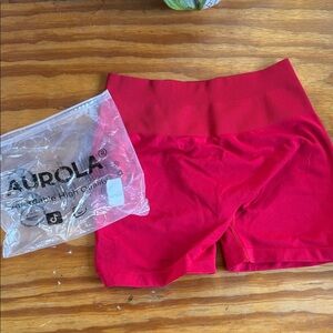 Women's Aurora Red Seamless Workout Shorts